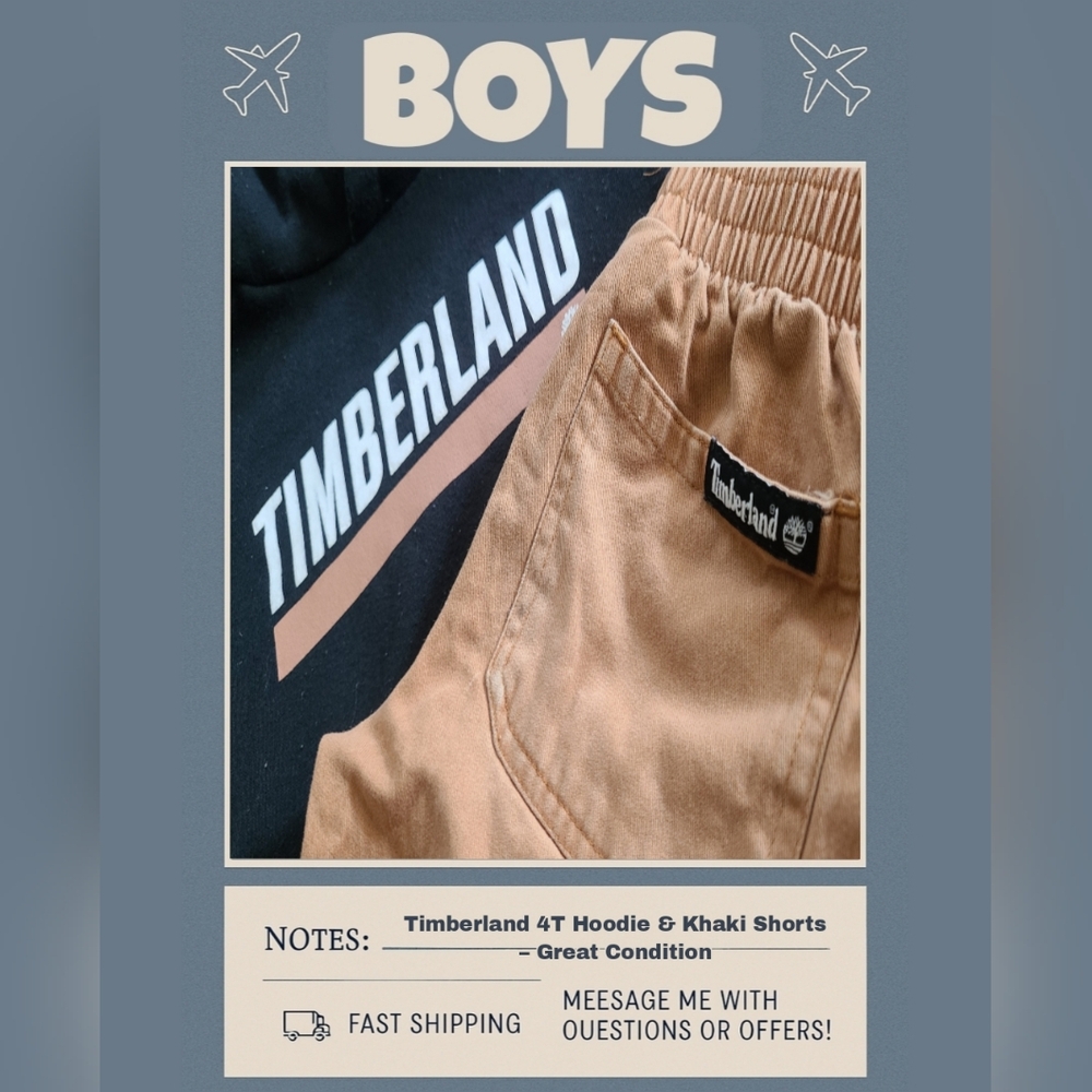 Timberland 4T Hoodie With Joggers & Khaki Shorts – Great Condition